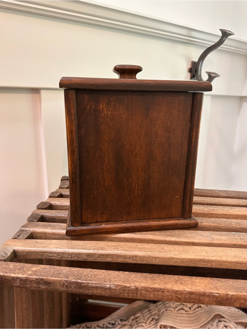 Vintage Wooden Decorative Storage Box with Lid - Dark Brown 7 x7 x 8” Solid Wood